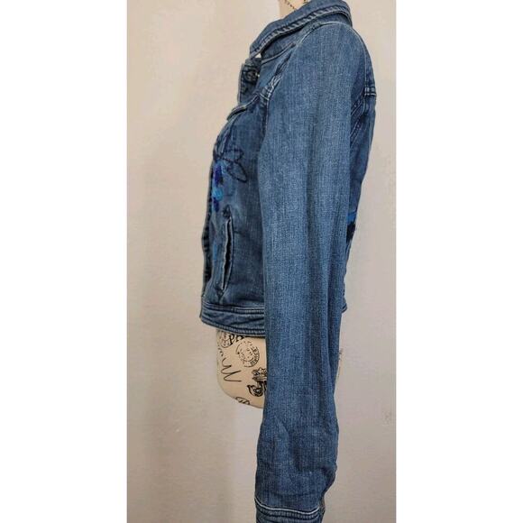 Anthropologie Pilcro Denim Trucker Jacket Size Small Embroidered Bling Boho 90s - Picture 8 of 12